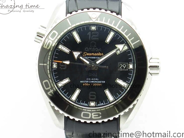 0129 Planet Ocean 39.5mm Black Ceramic Bezel SS VSF 1:1 Best Edition Black Dial on Black Gummy Strap A QuickDry 7889